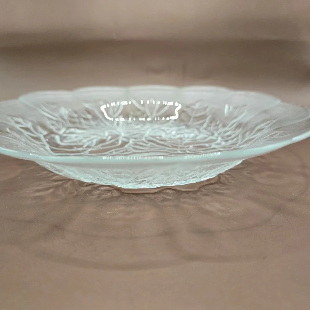 5 Pasari Crystal Livia Clear Glass Dinner Plates 1 Bowl Rose Frosted Vintage
